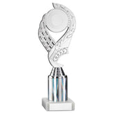 SILVER 'OLYMPIC' HOLDER ASSEMBLED ON MARBLE (2" CEN/2" TUBE) - 9in